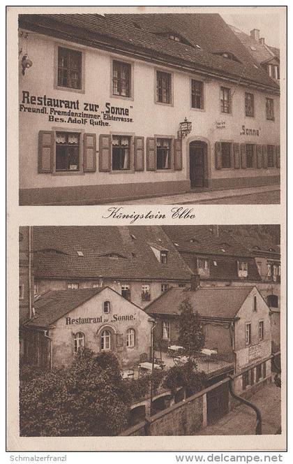 AK Sächsische Schweiz Königstein Restaurant Gasthof zur Sonne bei Schandau Rathen Pirna Gohrisch Pfaffendorf Krippen