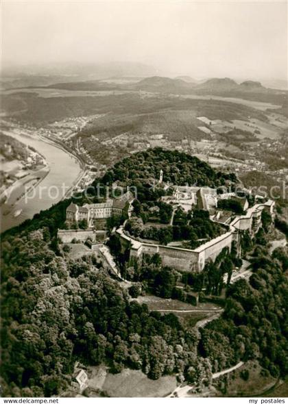 Koenigstein Saechsische Schweiz Fliegeraufnahme Festung Koenigstein