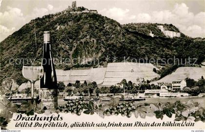 Drachenfels Rheinpartie mit Ruine Drachenfels