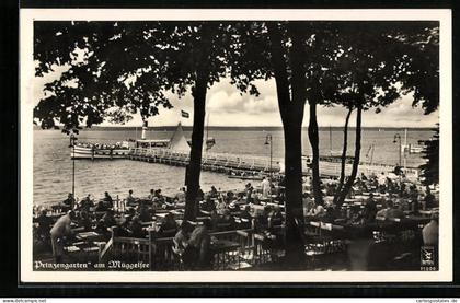 AK Berlin-Köpenick, Gasthaus Prinzengarte am Müggelsee mit Ausflugsdampfer