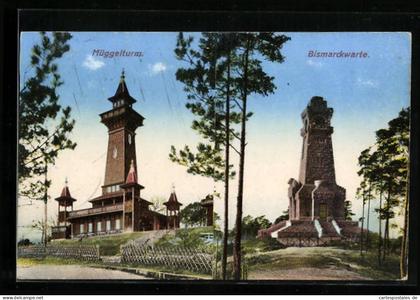 AK Berlin-Köpenick, Müggelturm und Bismarckwarte