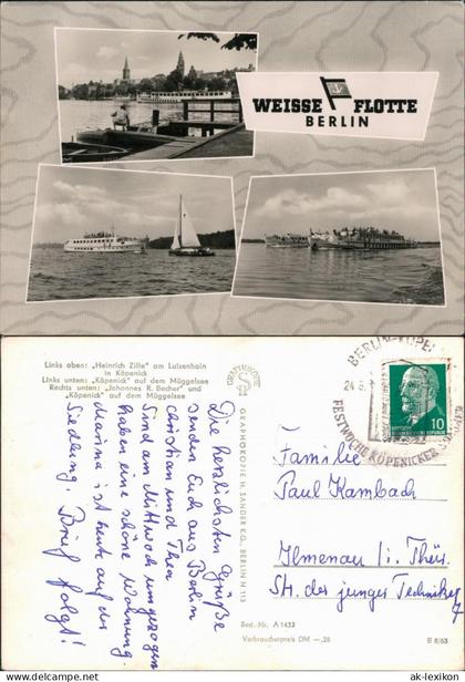 Berlin Weiße Flotte Berlin - Fahrgastschiffe am Luisenhain, Müggelsee 1963