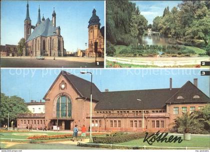 Koethen Anhalt marktplatz St Jakobskirche Rathaus Hubertusteich Bahnhof