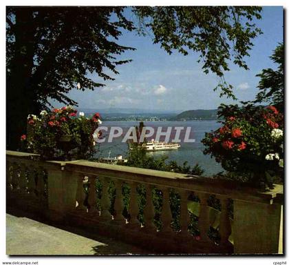 CPM Ile de Mainau au Lac de Constance vue de la terrasse du chateau vers le village d'Unteruhidingen