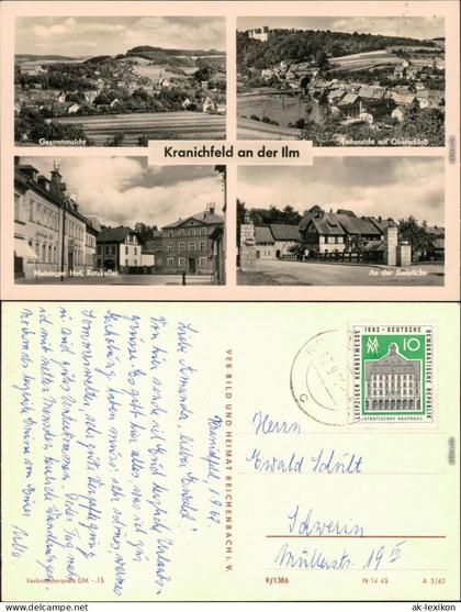 Ansichtskarte Kranichfeld Panorama, Teilansicht, Ratskeller, Ilmbrücke 1962