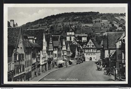 AK Künzelsau, Strassenpartie am Oberen Marktplatz