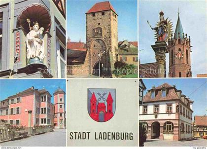 Ladenburg Statue Stadtturm Kirche Saeule Rathaus