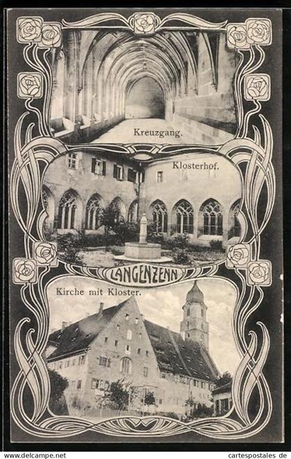 AK Langenzenn, Kreuzgang, Klosterhof, Kirche mit Kloster