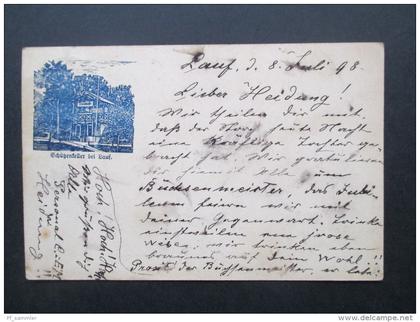 AK / Privatpostkarte?! 1898 Schützenkeller bei Lauf. Blaudruck. Schützentradition!! Altdeutschland Bayern