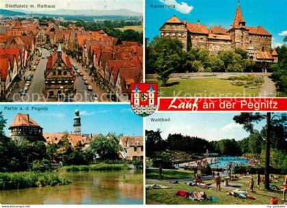 Lauf Pegnitz Stadtplatz Rathaus Kaiserburg Pegnitz Waldbad