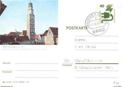 Lauingen Donau Bayern Schimmelturm Marktplatz Fachwerkhaeuser Schwaben Stadtansi