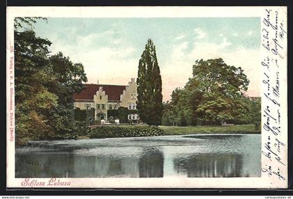 AK Lebusa, Blick auf Schloss vom Teich aus