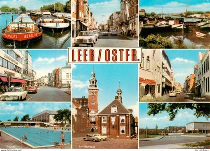 Leer Ostfriesland Hafen Strassenpartie Freibad Muehlenstrasse Am Rathaus Hafen E
