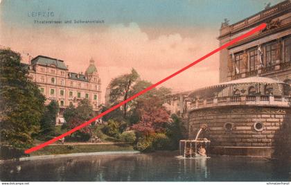 AK Leipzig 1906 Theaterstraße Brunnen Park Schwanenteich Oper Opernhaus Theater Goethestraße Georgiring Augustusplatz
