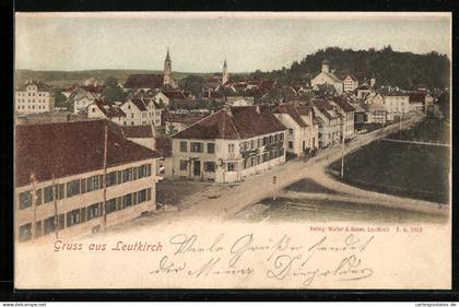 AK Leutkirch, Teilansicht mit Strassenpartie