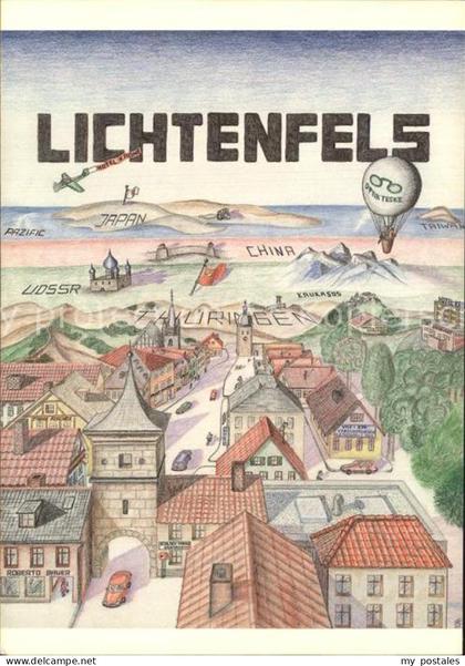 Lichtenfels Bayern Stadtblick Zeichnung