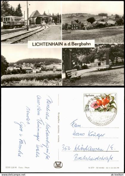 Lichtenhain/Bergbahn-Oberweißbach DDR Mehrbildkarte mit 4 Ort Lichtenhain 1977