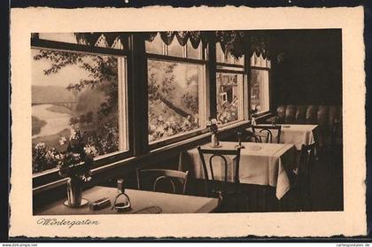 AK Löhne i. W., Bahnhofs-Hotel von W. Heidbreders, Wintergarten