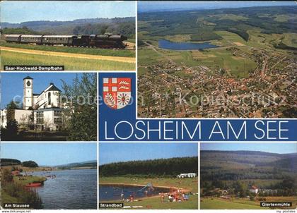 Losheim See Saar Hochwald Dampfbahn Stausee Strandbad Giertenmuehle Fliegeraufna