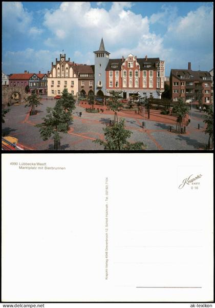Lübbecke (Westfalen) Markplatz mit Bierbrunnen Lübbecke Westfalen 1990