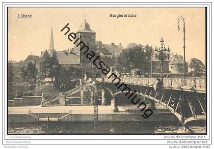 Lübeck - Burgtorbrücke - Strassenbahn - AK  20er Jahre