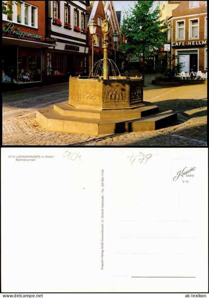 Ansichtskarte Lüdinghausen Marktbrunnen, Cafe - Geschäfte 1979