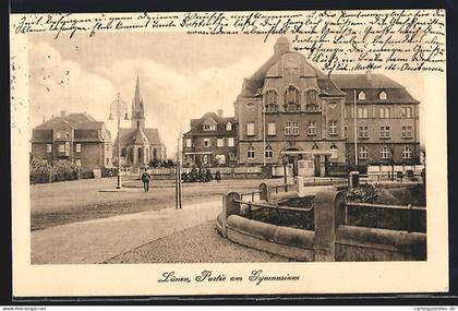 AK Lünen, Strassenpartie am Gymnasium mit Kirche