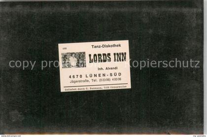 Luenen UNNA NRW Tanz Diskothek Lords Inn Visitenkarte