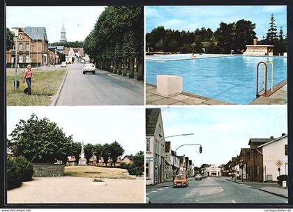 AK Lunden /Holstein, Strassenpartie, Schwimmbad, Park