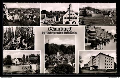 AK Mainburg, Schwimmbad, Hopfenernte, Ortsansicht