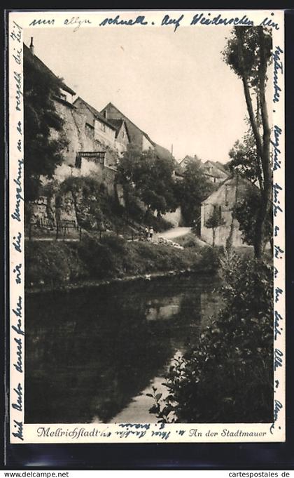 AK Mellrichstadt, Flusspartie an der Stadtmauer
