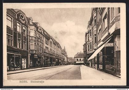 AK Mörs, Steinstrasse mit Geschäften