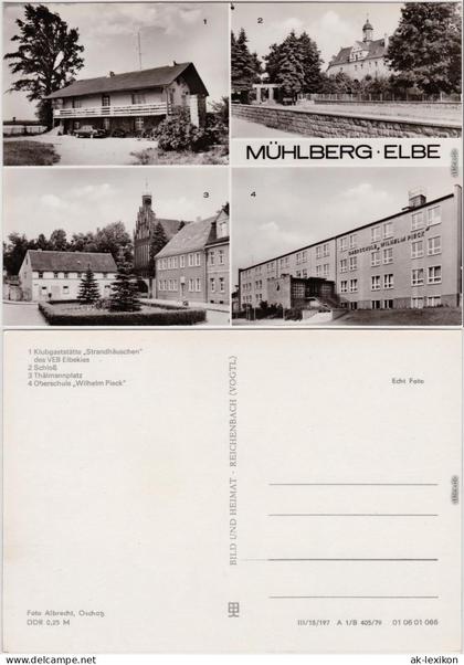 Mühlberg Elbe Miłota Klubgaststätte, Schloss, Thälmannplatz, Oberschule 1979