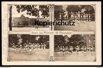 ALTE POSTKARTE GRUSS AUS MÜNSTER IN WESTFALEN POLIZEISCHULE Polizei police school academy école de police Ansichtskarte