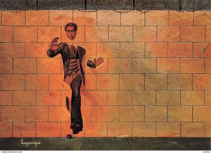 &A89 Allemagne mur de Berlin illustration illustrateur Jean Lagarrigue le Passe muraille à Berlin 1977 CPM