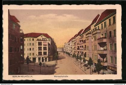 AK Berlin-Neukölln, Mareschstrasse mit Geschäften