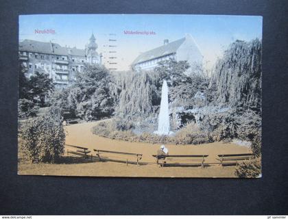 DR 1915 AK Berlin Neukölln Wildenbruchplatz / Park Verlag von Arthur Guthke, Neukölln Elbestraße 34 Schreibwarenhändler