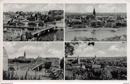 Panorama mit Brücke und Kirche Crossen Oder Neumark/Ostbrandenburg Postkarte AK