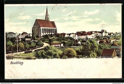 AK Neuötting, Blick über den Ort auf die Kirche