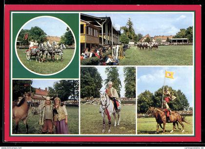 AK Neustadt /Dosse, Neustädter Pferdetage, Römische Quadriga, Germanen, Dragoneroffizier