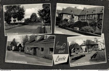CPA Leeste Weyhe Niedersachsen, Verschiedene Ansichten von Schule, Südausfahrt, Gemeindeverwaltun