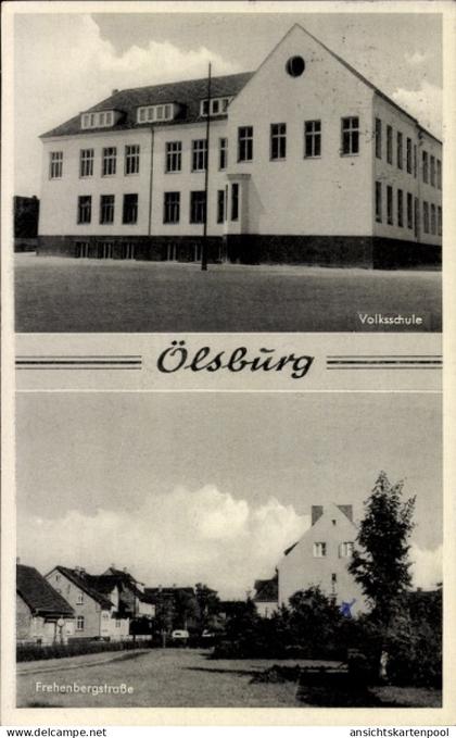 CPA Ölsburg Ilsede in Niedersachsen, Volksschule, Frehenbergstraße, Schwarz-Weiß Fotografie