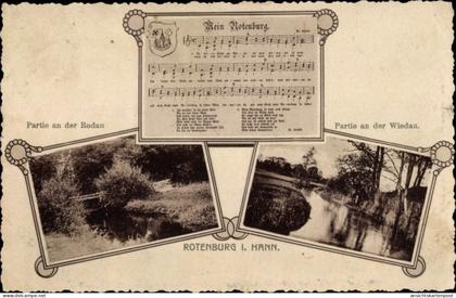 CPA Rotenburg an der Wümme, Partie an Rodau und Wiedau, Chanson Mein Rotenburg