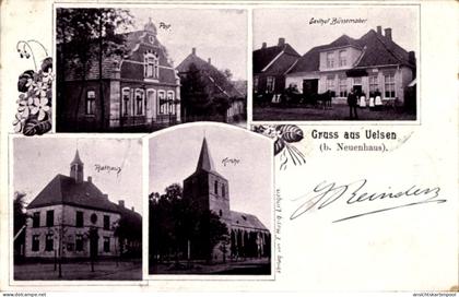 CPA Uelsen in Niedersachsen, Gasthof, Kirche, Rathaus, Post