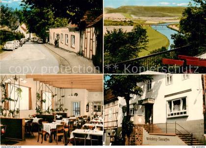Fuerstenberg Boffzen Weserberg Terrassen und Hotel Fuerstenberg Gaststube Treppe