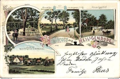 Lithographie Heiligendorf Stuhr, Blick auf Kloster Heiligenrode, Pleus Gasthof