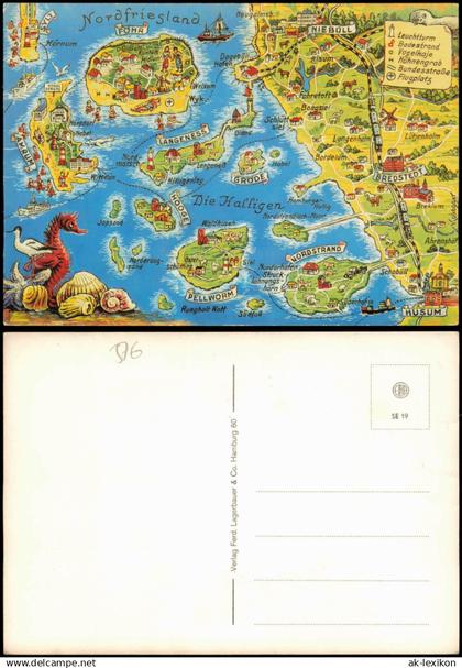 Meer Nordsee Nordsee-Inseln Halligen Landkarte (Map) Umgebungskarte 1980