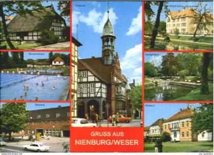 Nienburg Weser Nienburg Rathaus Schwimmbad Museum Bahnhof Schule  x 1991