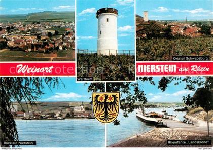 Nierstein Rhein Fliegeraufnahme Wartturm OT Schwabsburg Nierstein Rheinfaehre La