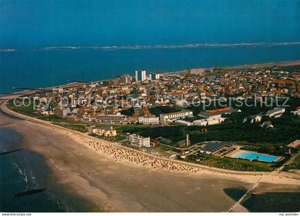 Norderney Nordseebad Fliegeraufnahme mit Weststrand und Wellen Freibad